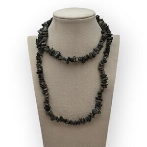 Picasso Jasper Chip Bead Necklace – 34" Long Boho Natural Stone Strand
